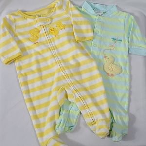 0-3m Gender Neutral Duck Footie PJs